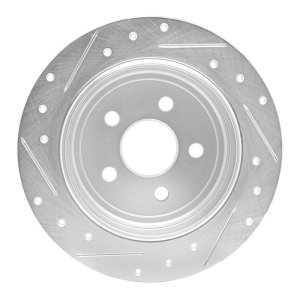 Chrysler PT Cruiser Brake Rotor (1) - Rear Right - R1 Concepts - Drilled & Slotted - Silver - `95-`07
